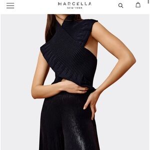 Marcella NYC Black Ribbed Bolero Top